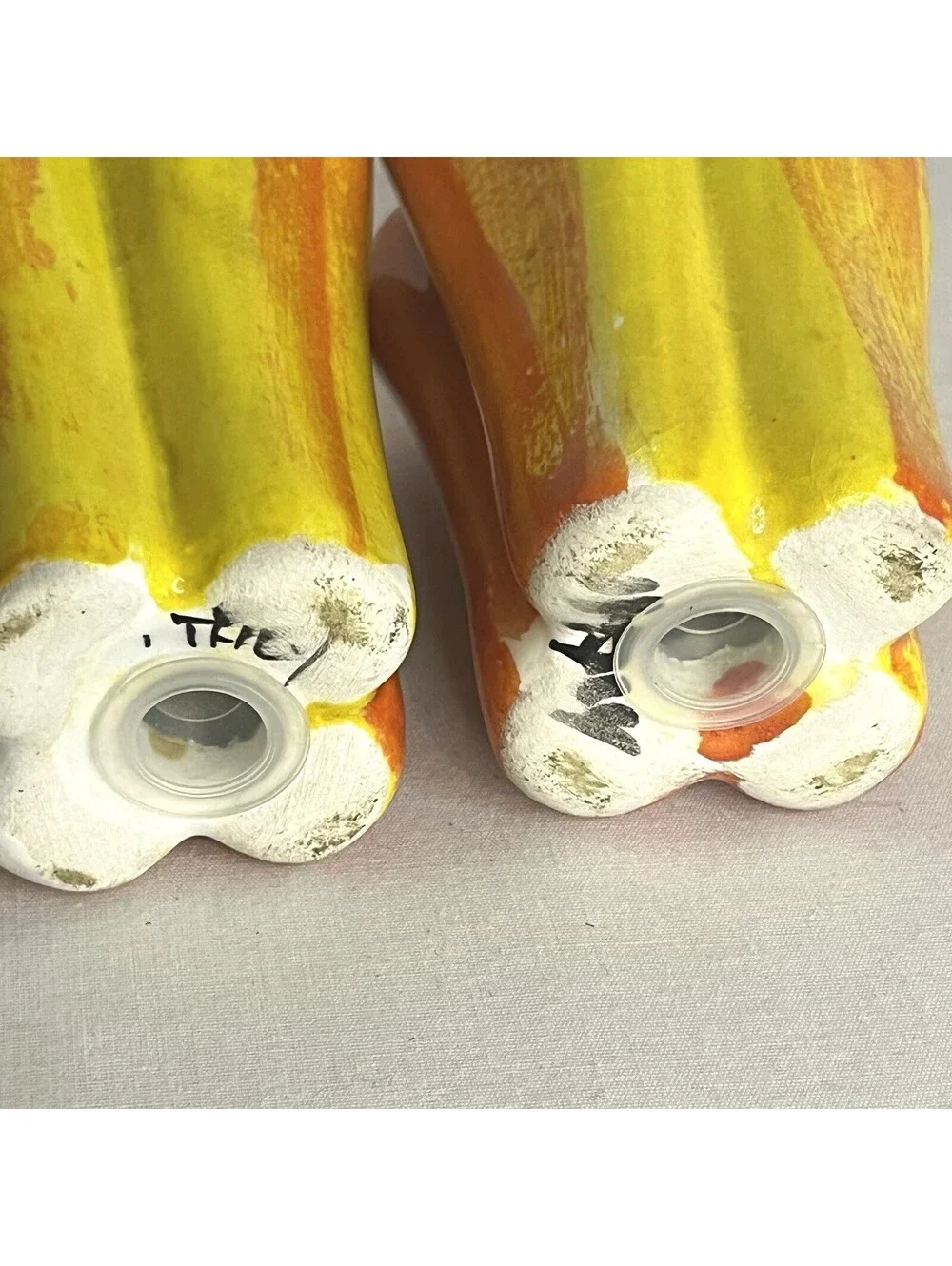 Vintage MCM Salt & Pepper Shakers Ceramic Orange Peppers Hand Painted Italy